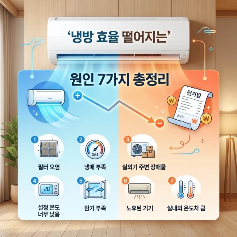에어컨 냉방 효율 저하 원인 7가지와 전기세 절약법