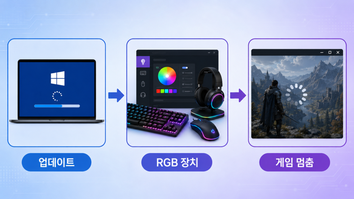 업데이트와 RGB 장치 연관 흐름