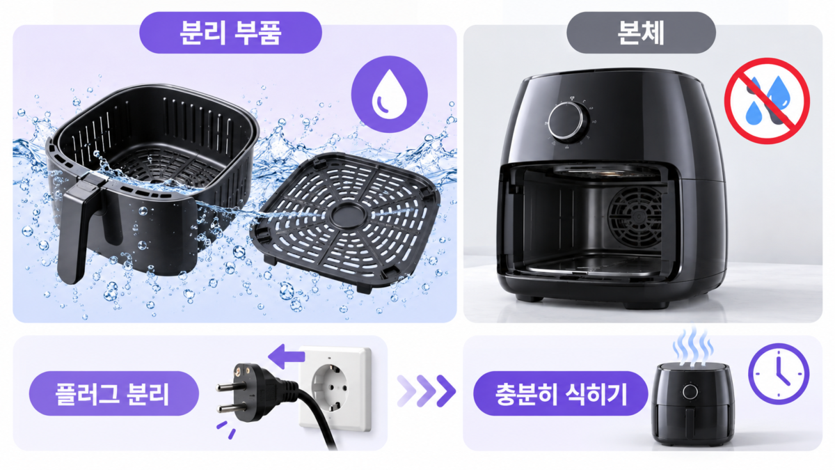 물세척 부품과 본체 구분