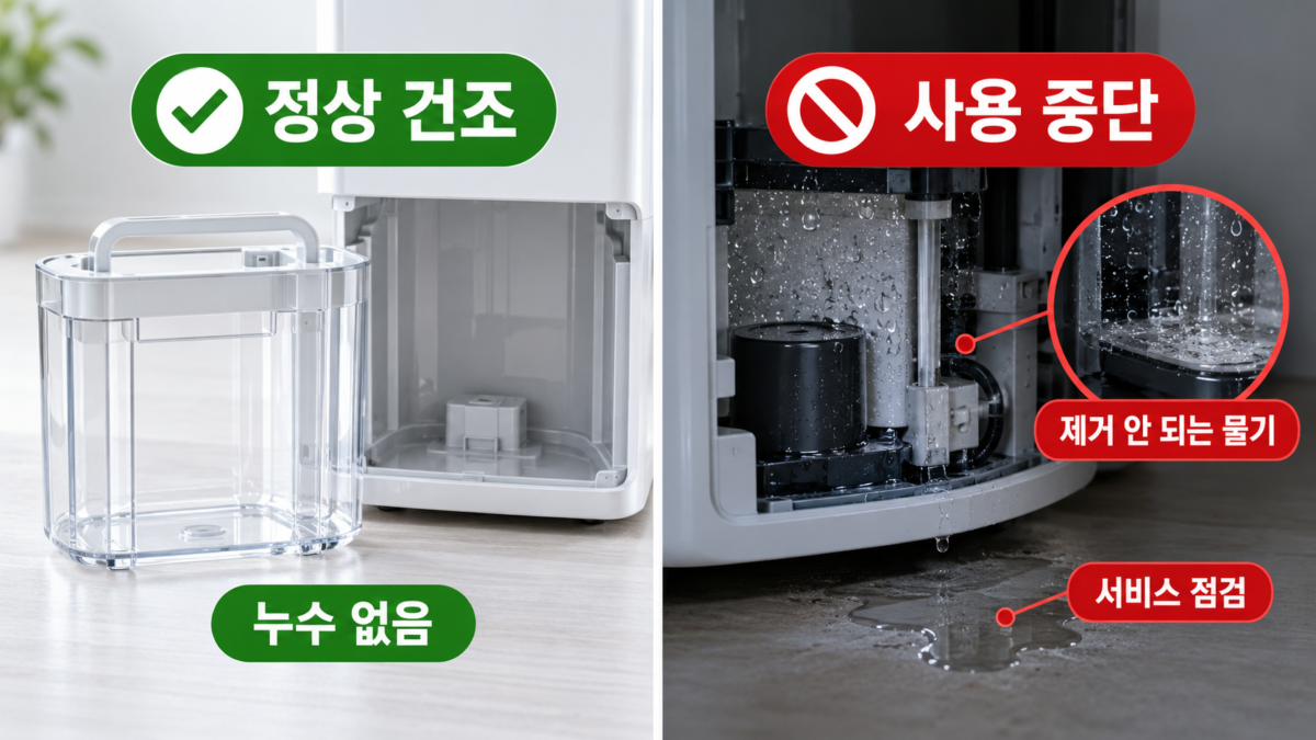 가습기 정상 건조와 점검 필요 구분